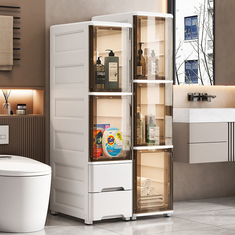 Slim Cabinet Bathroom Storage Cabinet With Wheel Gap Plastic Drawer Cabinet Movable Kitchen Storage 