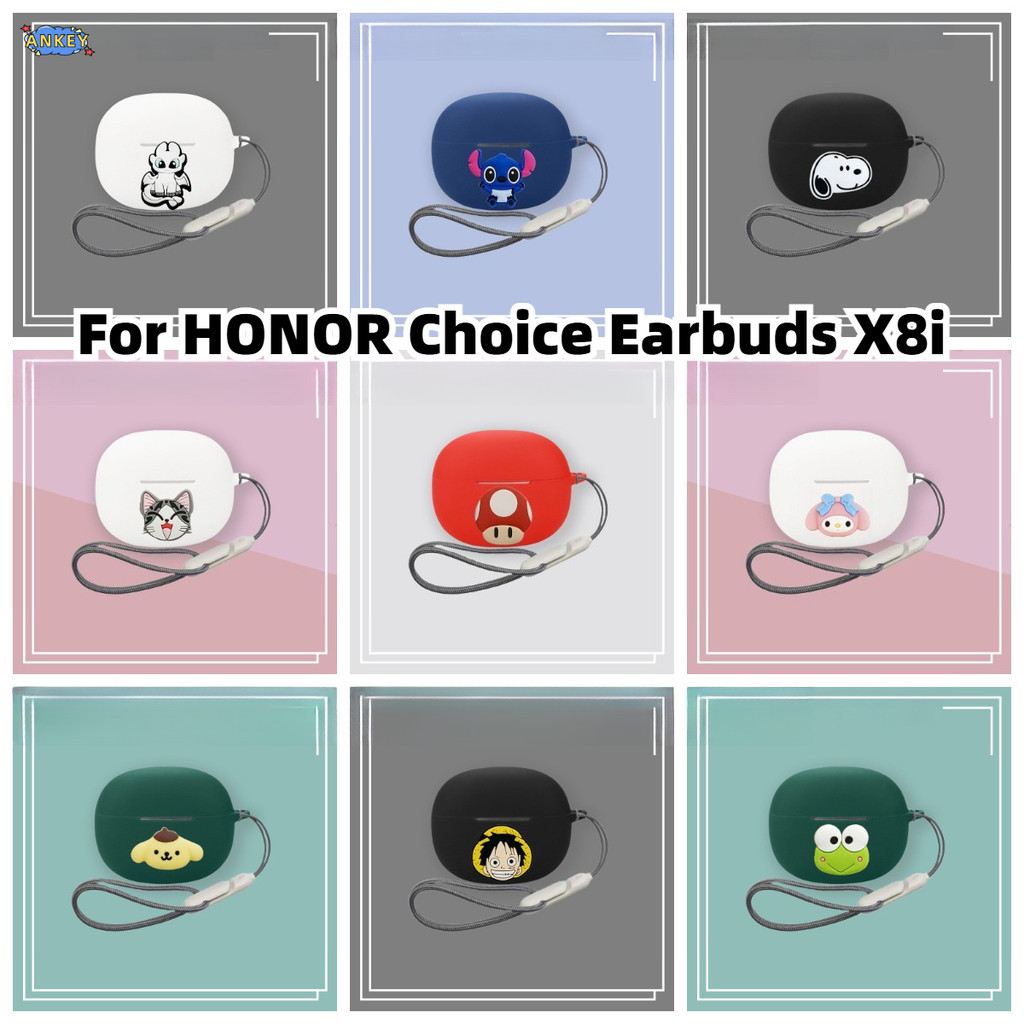 Compatible with HONOR Choice Earbuds X8i Cute Cartoon Pattern Shock-absorbing Protective Cover with 
