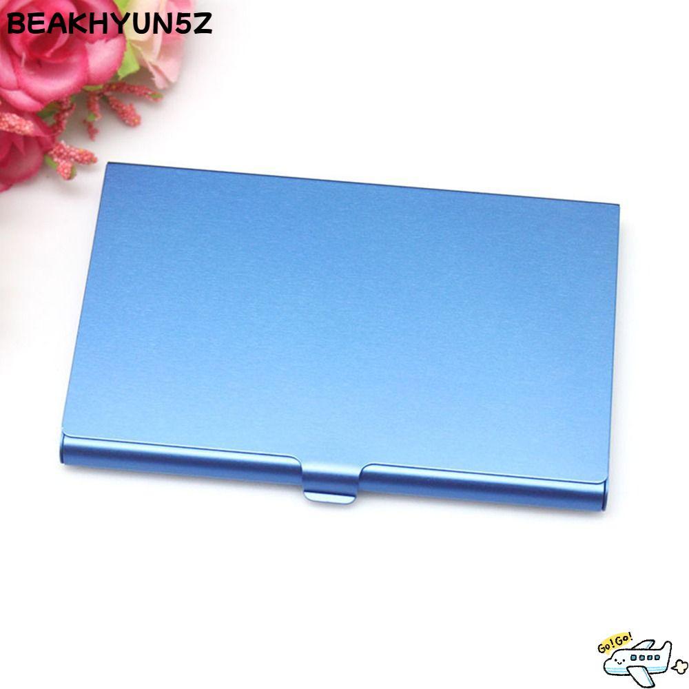 BEAKHYUN5Z กล่องใส่นามบัตร, การ์ดชื่อโลหะป้องกันการโจรกรรม, กระเป๋าใส่เหรียญอลูมิเนียมอัลลอยด์ความจุขนาดใหญ่บางเฉียบที่สร้างสรรค์