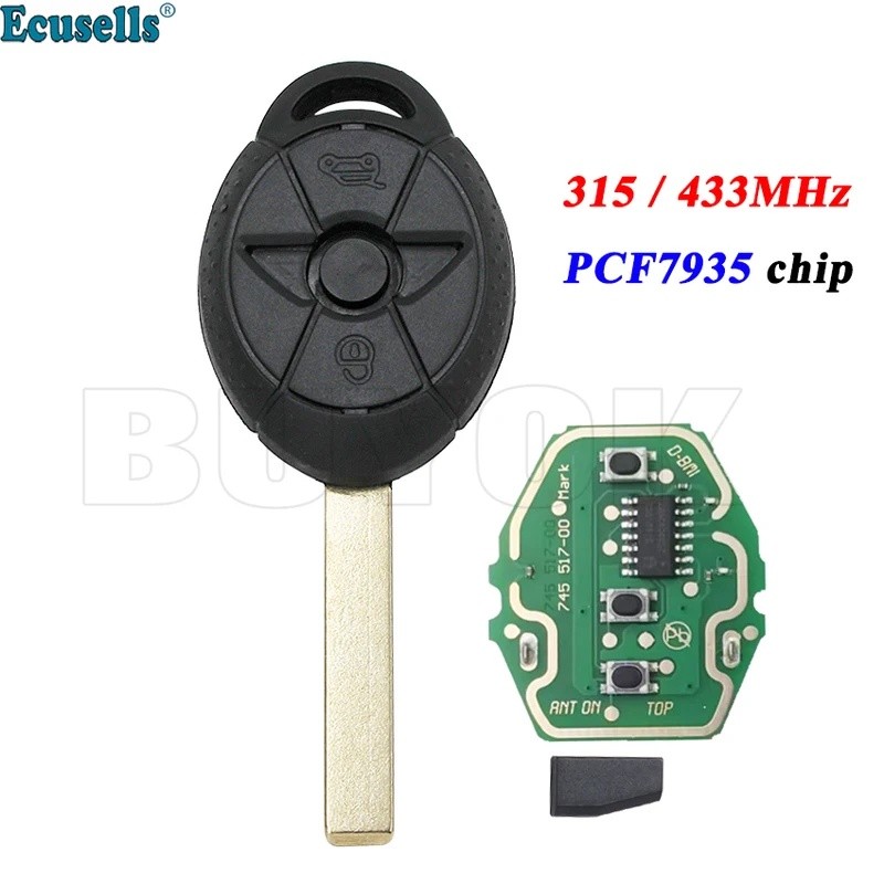 Ly สมาร์ทกุญแจรีโมท Fob 3 ปุ่ม 315mhz 433 mhz ระบบ EWS สําหรับ BMW Mini Cooper 2005-2007 พร้อม ID44 