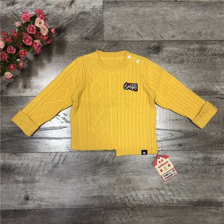 สิ่งที่แนบมาภายใต้ข้าว Grain Class เสื้อผ้าเด็ก KA94T01G ชายสไตล์ใหม่สีทึบหล่อฐานรอบคอถักเสื้อกันหนา