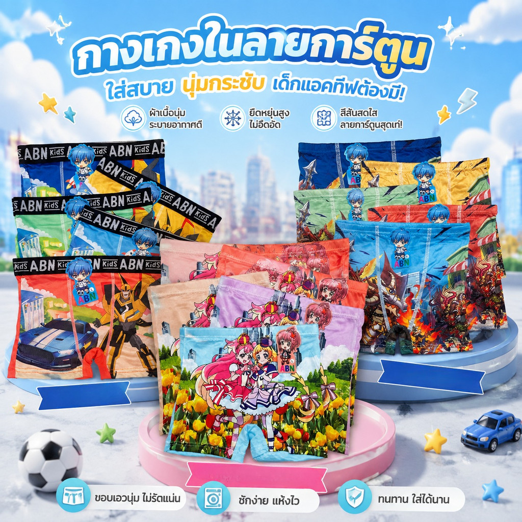 NB กางเกงในเด็กหญิง/ชาย แพค 10 ตัว คละสี มี 1 ลาย ผ้าดี ใส่สบาย สีสวย ลายน่ารัก แบรนด์ไทย