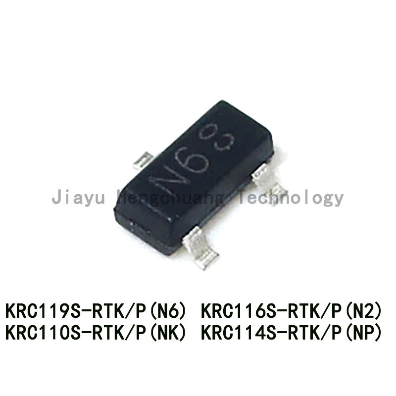 20PCS KRC119S-RTK/P Silkscreen N6 KRC116S N2 KRC110S NK KRC114S NP SOT23 50V 100mA ดิจิตอลทรานซิสเตอ