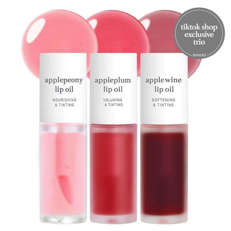 NooniเกาหลีAppleLipTintStainDuo/TrioBundle|GlossyLipStain,Ti