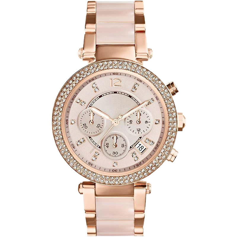 Original Ladies Diamond-studded Gypsophila นาฬิกาควอทซ์สามตา MK5896 MK5774