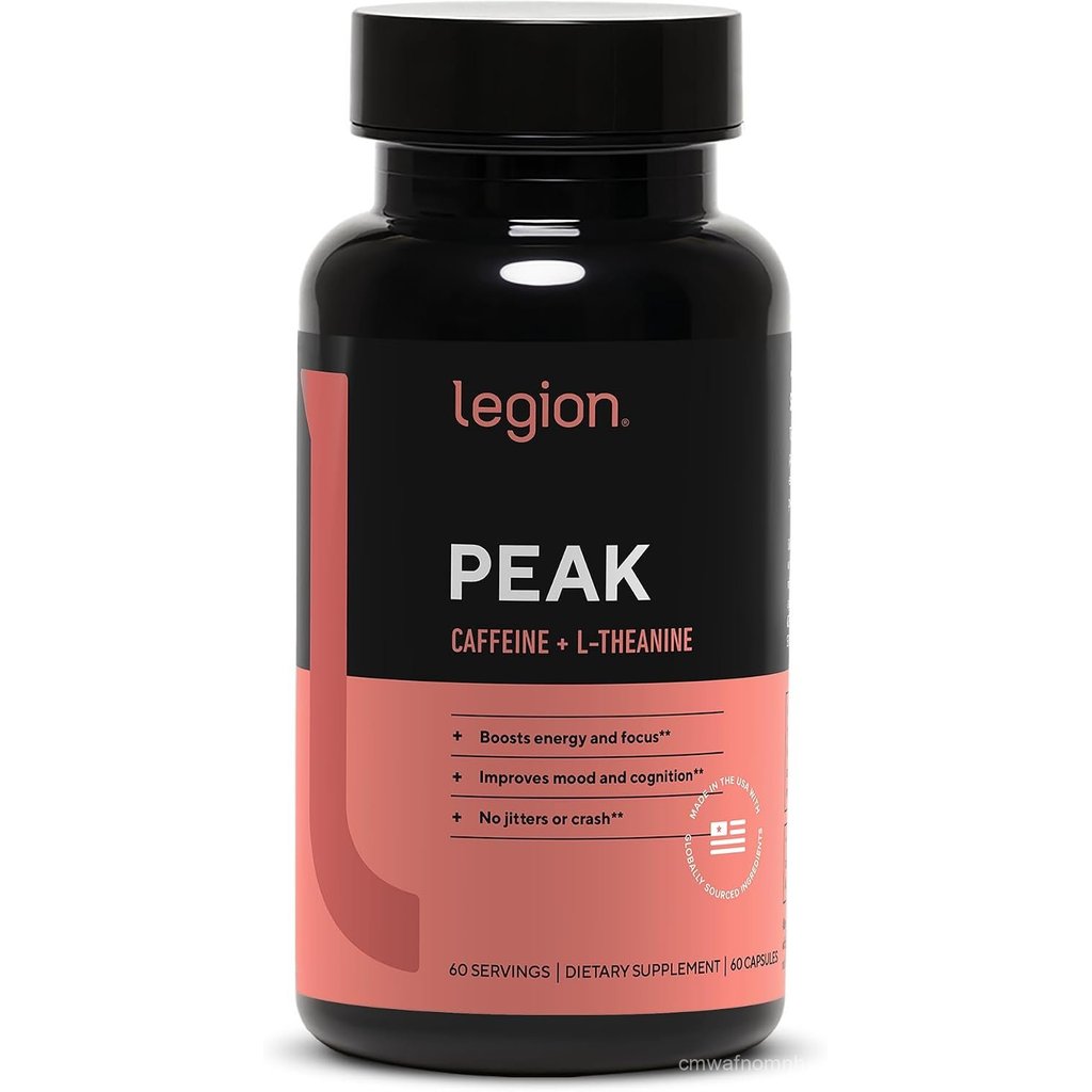 LEGION Peak Caffeine and L Theanine Pills - 200 mg Natural and Organic L Theanine Caffeine Supplemen