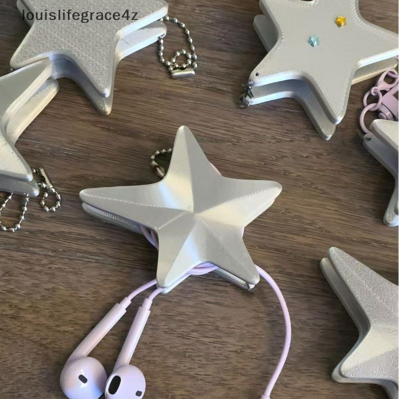Grace4z Anti-Tangle Y2K Star หูฟังสาย Winder แบบพกพาพร้อมพวงกุญแจเหมาะสําหรับ Travel Outdoor Commute