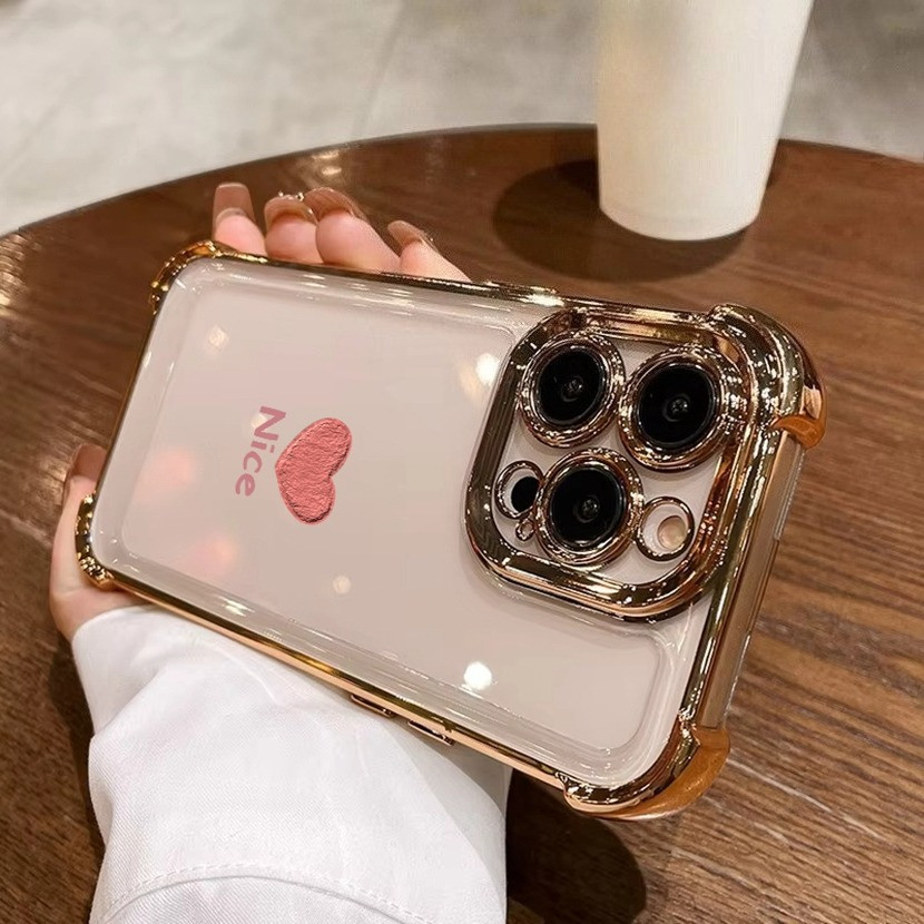 Electroplated Gold Edge Clearเคสโทรศัพท์สําหรับXiaomi 17 Pro Max 15 14 11 Lite 17T 15T 14T 13T 12T P