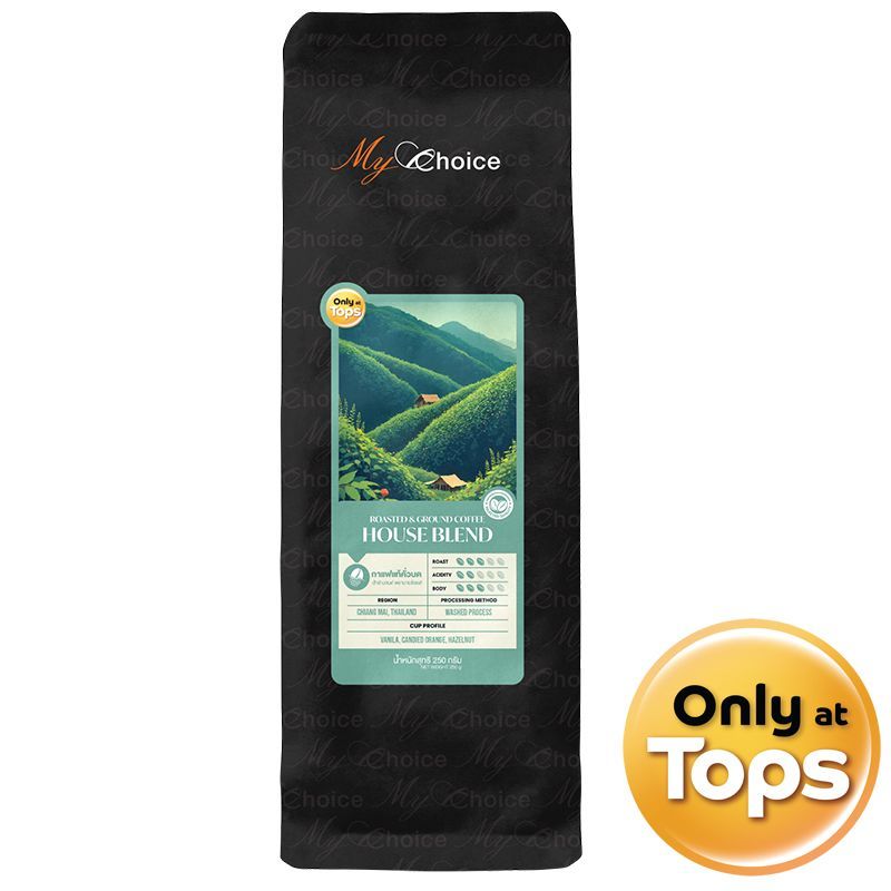 มายช้อยส์กาแฟคั่วบดเฮ้าส์เบลนด์ 250กรัม My Choice Roasted & Ground Coffee House Blend 250g.