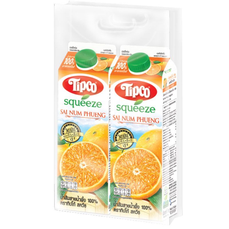 ทิปโก้สควีซน้ำส้มสายน้ำผึ้ง100เปอร์เซ็นต์พาสเจอร์ไรส์ 1ลิตร แพค 2 Tipco Sai Nam Phueng 1L X2