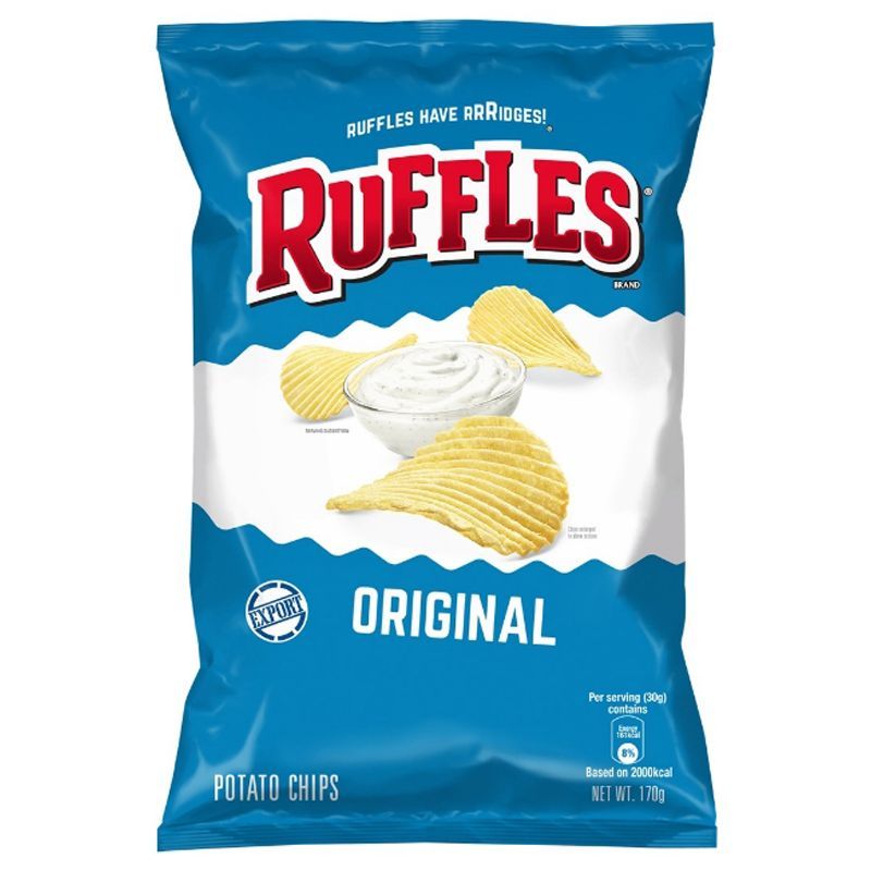 รัฟเฟิลส์มันฝรั่งทอดกรอบรสดั้งเดิม 170กรัม Ruffles Potato Chips Original 170g.