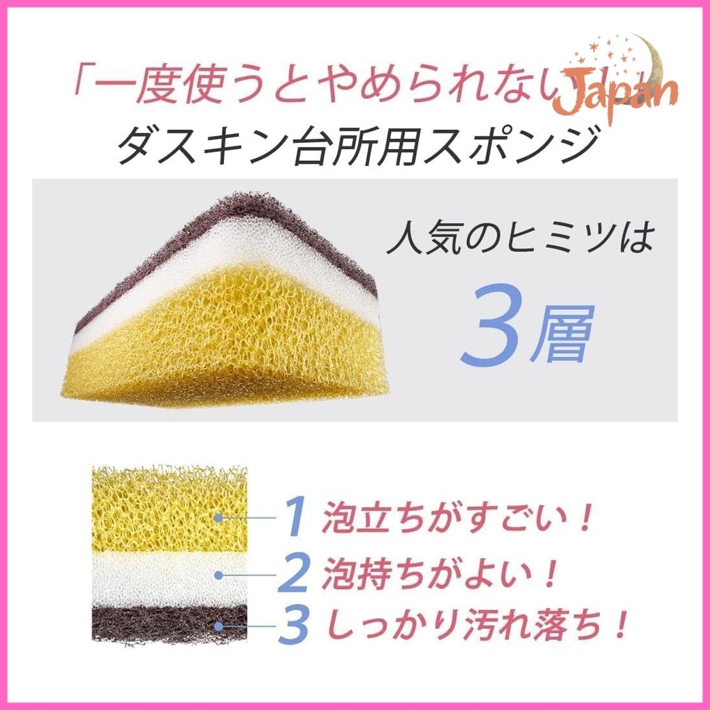 [Direct from Japan]Duskin [Official] Kitchen Sponge, Hard Type, 6-Pack, New Stylish Color Set Felice