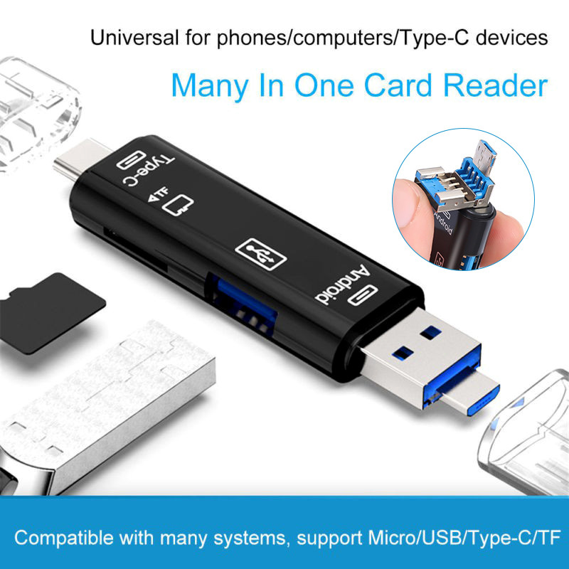Type C / USB / Micro USB 5 in 1 TF Card Reader อะแดปเตอร์ OTG โทรศัพท์มือถือคอมพิวเตอร์อุปกรณ์เสริมแปลง