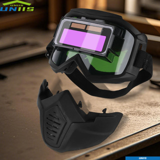 UNIIS เครื่องเชื่อม,แยกประเภทแว่นตาเชื่อมที่ถอดออกได้,คุณภาพสูงทนต่อแรงกระแทก Auto Darkening ปรับ Band Face Shield อุปกรณ์ป้องกันทํางาน