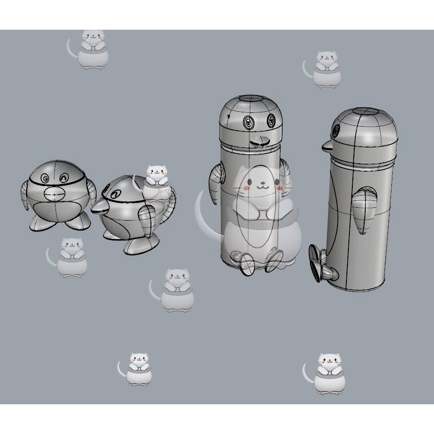 Bionic Penguin Cup Thermos Cup ถ้วยชา Rhino Rhino Make C4D/3Dmax/maya Build Model