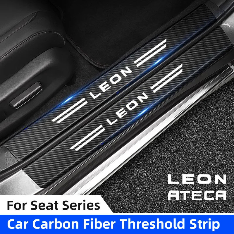 คาร์บอนไฟเบอร์รถประตู Sill สติกเกอร์ Auto ประตูเกณฑ์ Protector แถบสําหรับที่นั่ง Leon Mk2 Mk1 Mk3 Mk