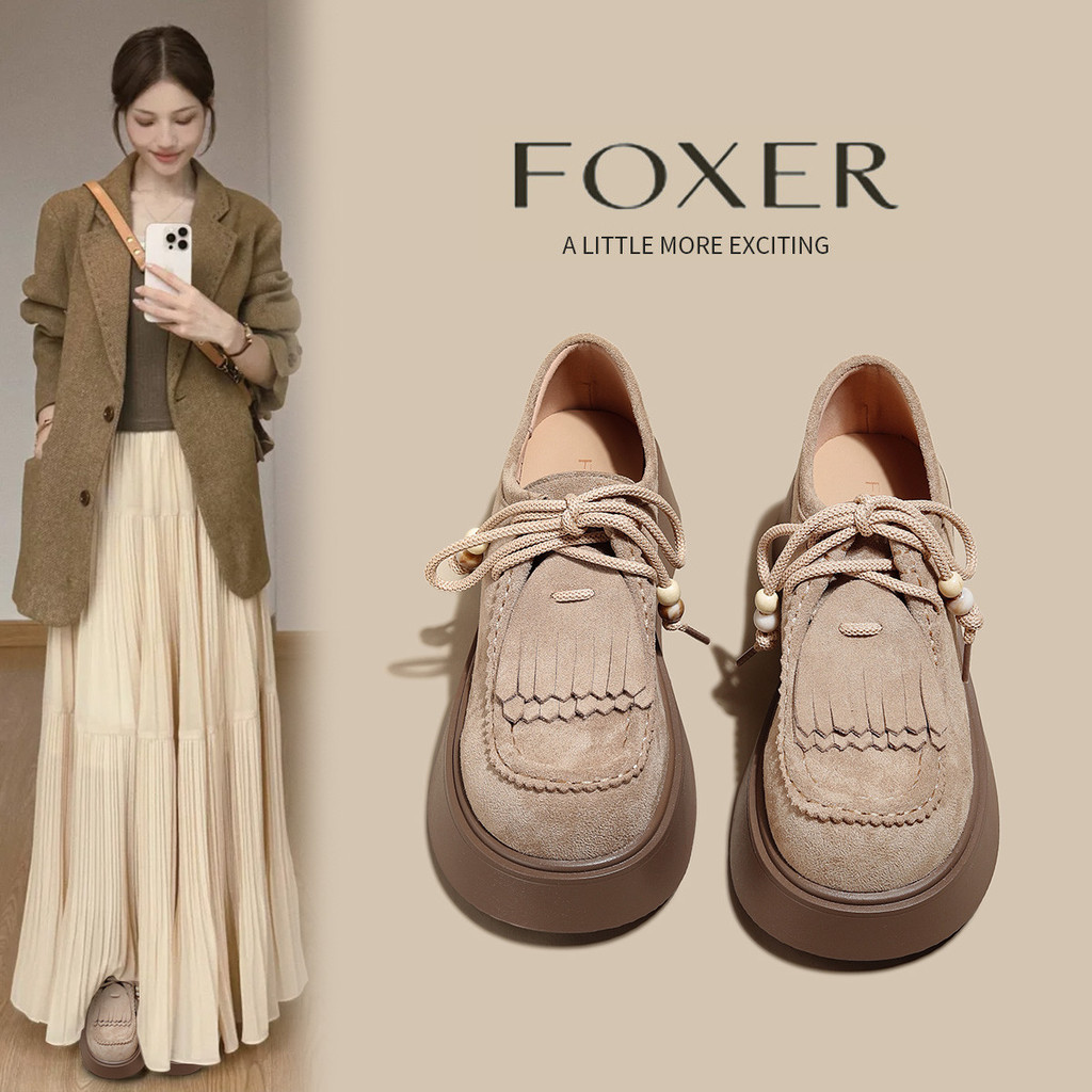 FOXER รองเท้าโลฟเฟอร์สุภาพสตรีแฟชั่น สบายและนุ่ม ส้นหนาป้องกันการลื่นไถล และทนทา รองเท้าเบอร์เคนสตอค