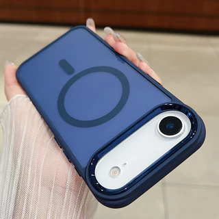 เคสแม่เหล็กเคลือบด้านลายนิ้วมือสีน้ําเงินเข้มสําหรับ iPhone 17 16 15 14 13 12 11 Pro Max Plus Air casing Simple Magnetic hard cover สําหรับ iPhone17Promax กรณี