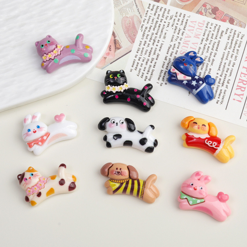 อุปกรณ์การทำมือสำหรับสร้างสรรค์ เคสโทรศัพท์ กิ๊บรูปการ์ตูนลูกแมวและลูกสุนัขน่ารัก พร้อมวัสดุม้วนเรซิน