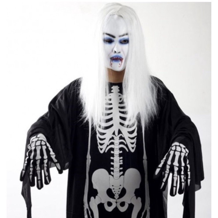 SG shop WHITE HAIR BLEEDING MASK GHOST face FESTIVAL HALLOWEEN MASK MASQUERADE MASK PARTY SUPPLIES P