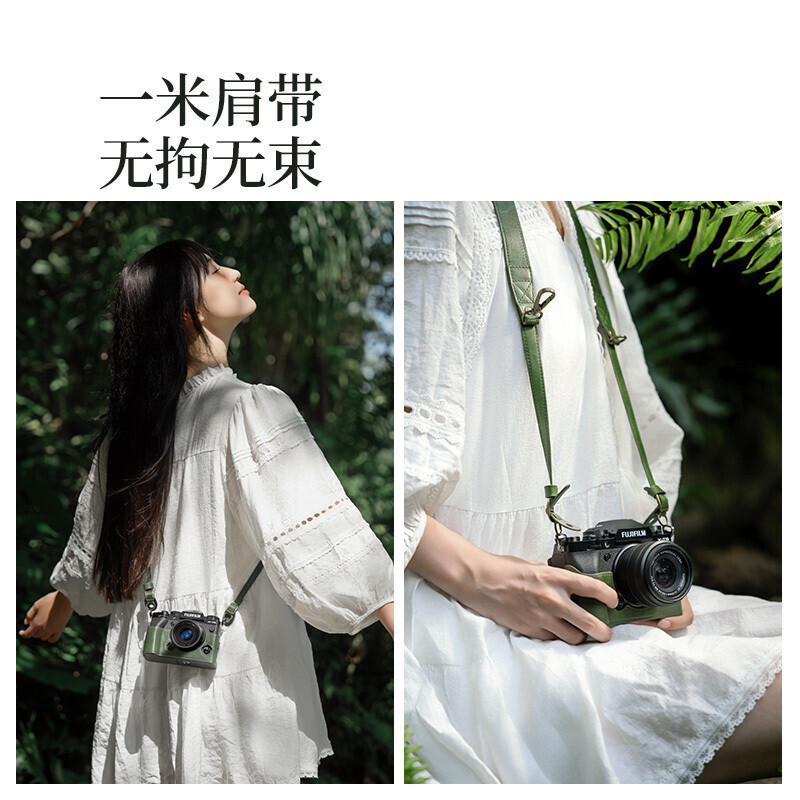Fuji Leather sheath XT5]XT5Handmade8423Oil Wax Leather Camera Protective Case[People Base Green Gian