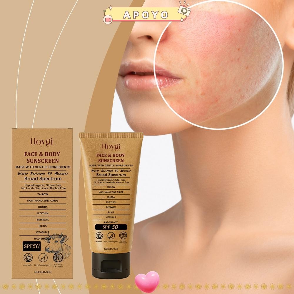 APOYO Hoygi Sunscreen, SPF 50 3 Oz Zinc Oxide Sunscreen, Summer With Jojoba Oil Refreshing Hydrating