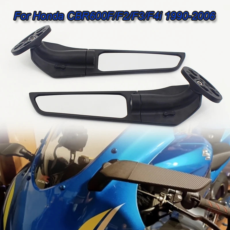 Stealth Mirrors Adjustable Rotate Wing mirror Winglets For Honda CBR600F/F2/F3/F4/F4i 1990-2006 HD G