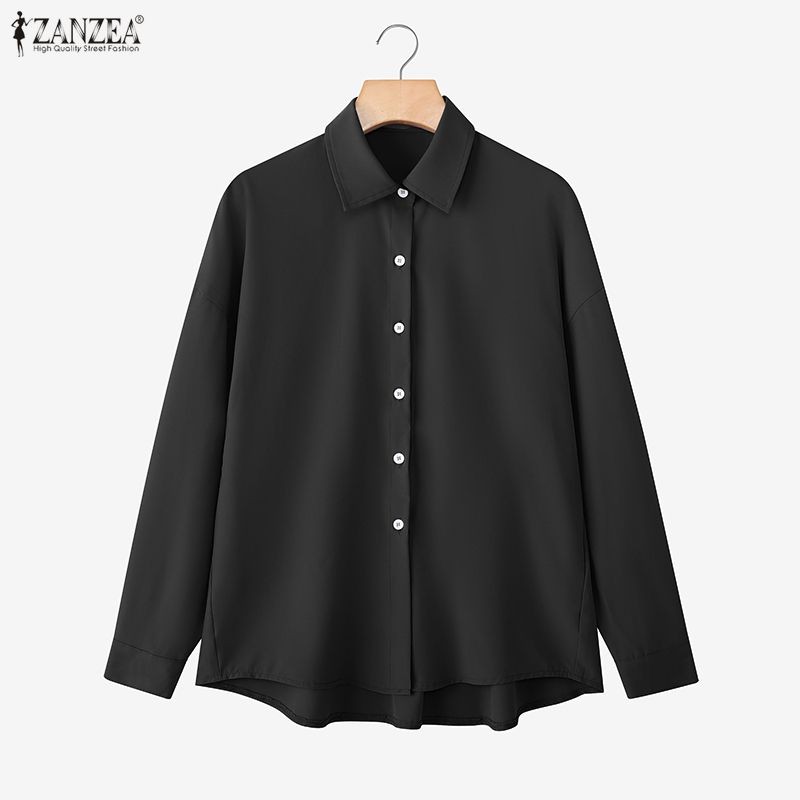 ZANZEA ซานเซีย สไตล์เกาหลี แขนยาวหลวม มีพรางปกปุ่มด้านหน้า