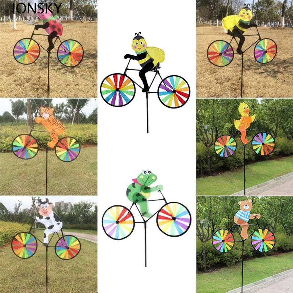 IONSKY Wind Spinner On Bike Animal Jewelry สนามหญ้า Yard DIY Garden Decor