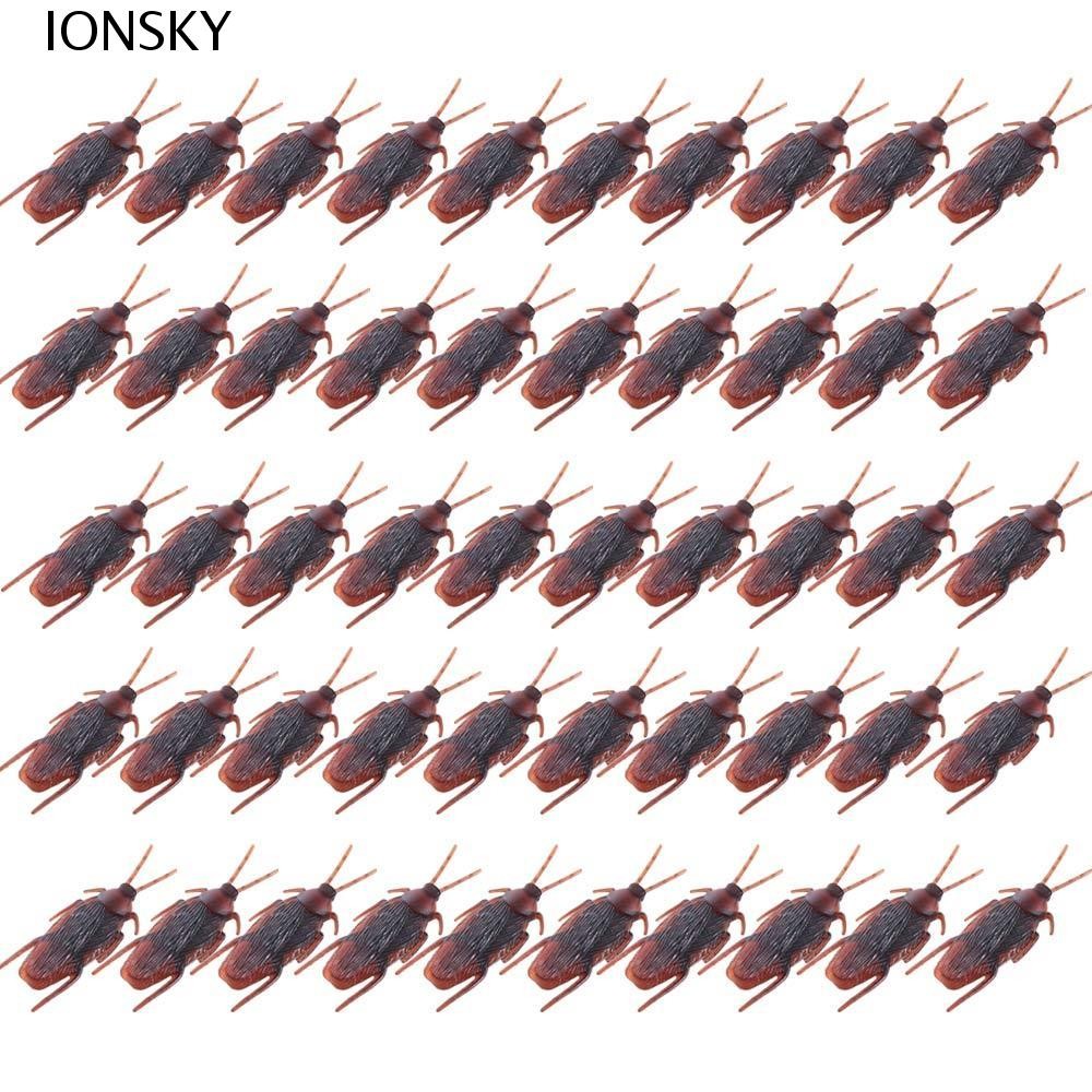 IONSKY ของเล่นแมลงสาบจําลองสมจริง 50 ชิ้น สําหรับวันเอพริลฟูลส์และปาร์ตี้ วัสดุ PVC