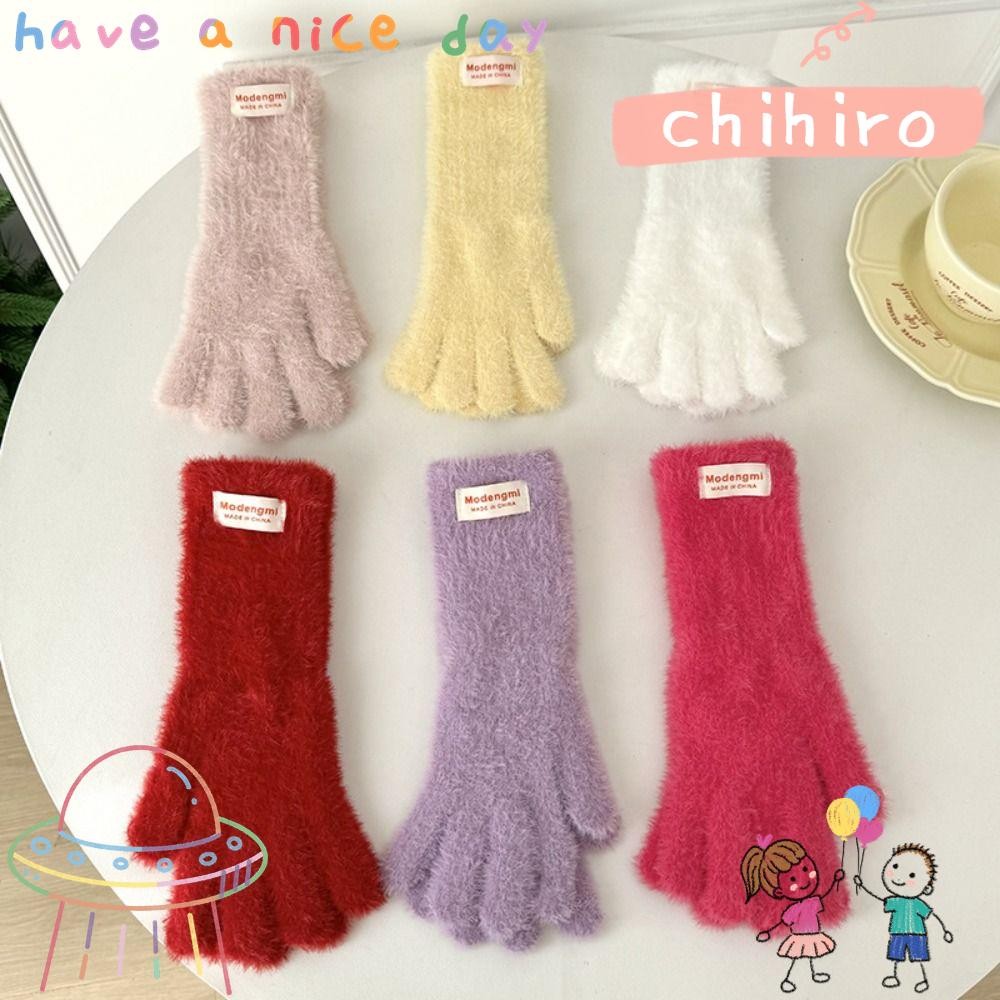 CHIHIRO ถุงมืออุ่น,หน้าจอสัมผัส Soft Cashmere ฤดูหนาวถักถุงมือ,คุณภาพสูงสไตล์เกาหลี Full Finger Mittens ฤดูหนาว