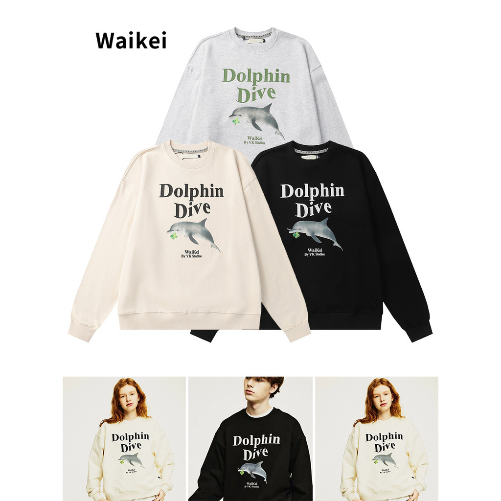 💥🔥จัดส่งฟรี✅เกาหลี waikei คอกลมผ้าฝ้ายหลวมเสื้อกันหนาว