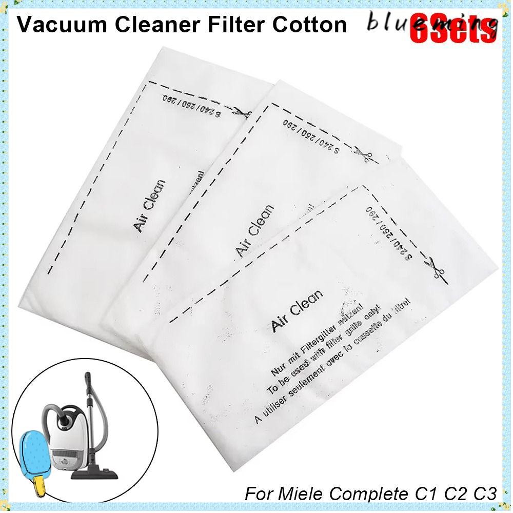 BLUEMING 6 ชุดผ้าฝ้ายกรอง,ไอเสีย Air Clean เครื่องดูดฝุ่น, แพ็คอะไหล่สําหรับ Miele Complete S8340 S8