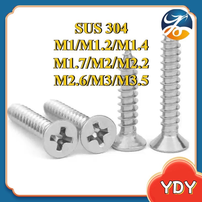 สกรูเกลียวปล่อย  หัวF+ น็อต สกรู หัวเตเปอร์ แฉก F+ สแตนเลส 304 เกลียวปล่อย M3 / Flat Head Phillip Ta