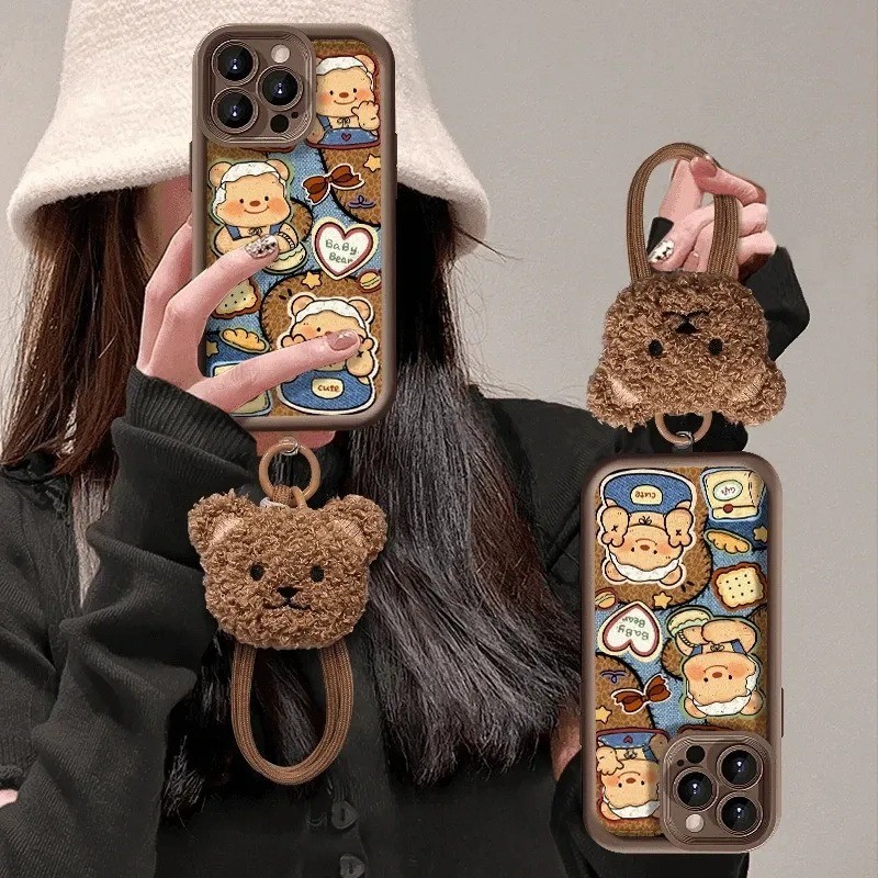 Baby Bearเคสโทรศัพท์พร้อมสายรัดข้อมือสําหรับHonor X7E X9D X8D X6D X7D X6C X9C X7C X5B X6A X7A X8A X9