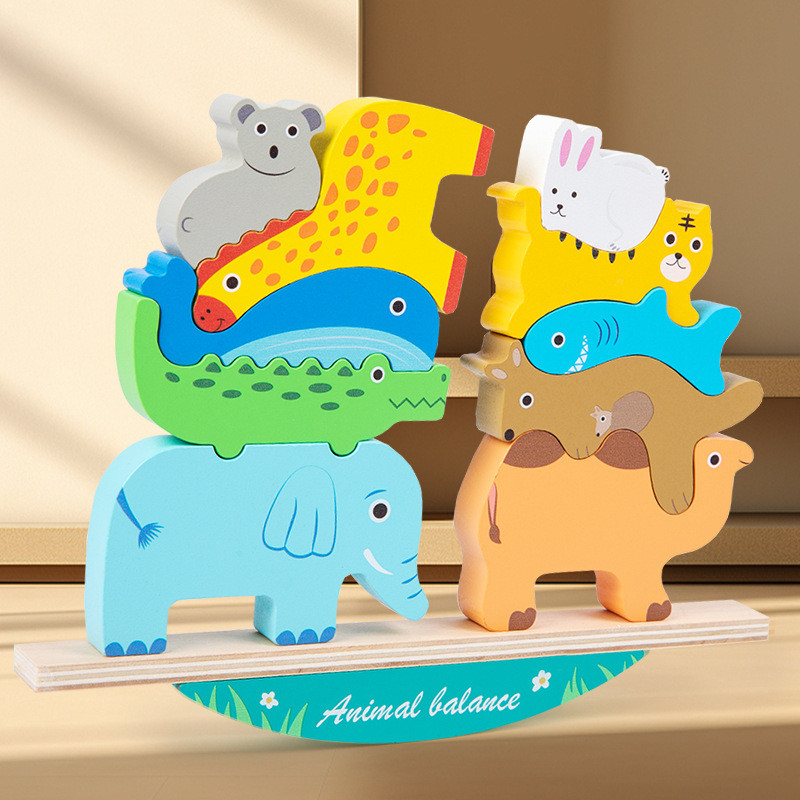 พีซี สัตว์สมดุลซ้อนเพลงเด็กประสานมือตาปริศนาต้นการศึกษาสมดุลซ้อนสูงอาคารบล็อกของเล่น โอวxz