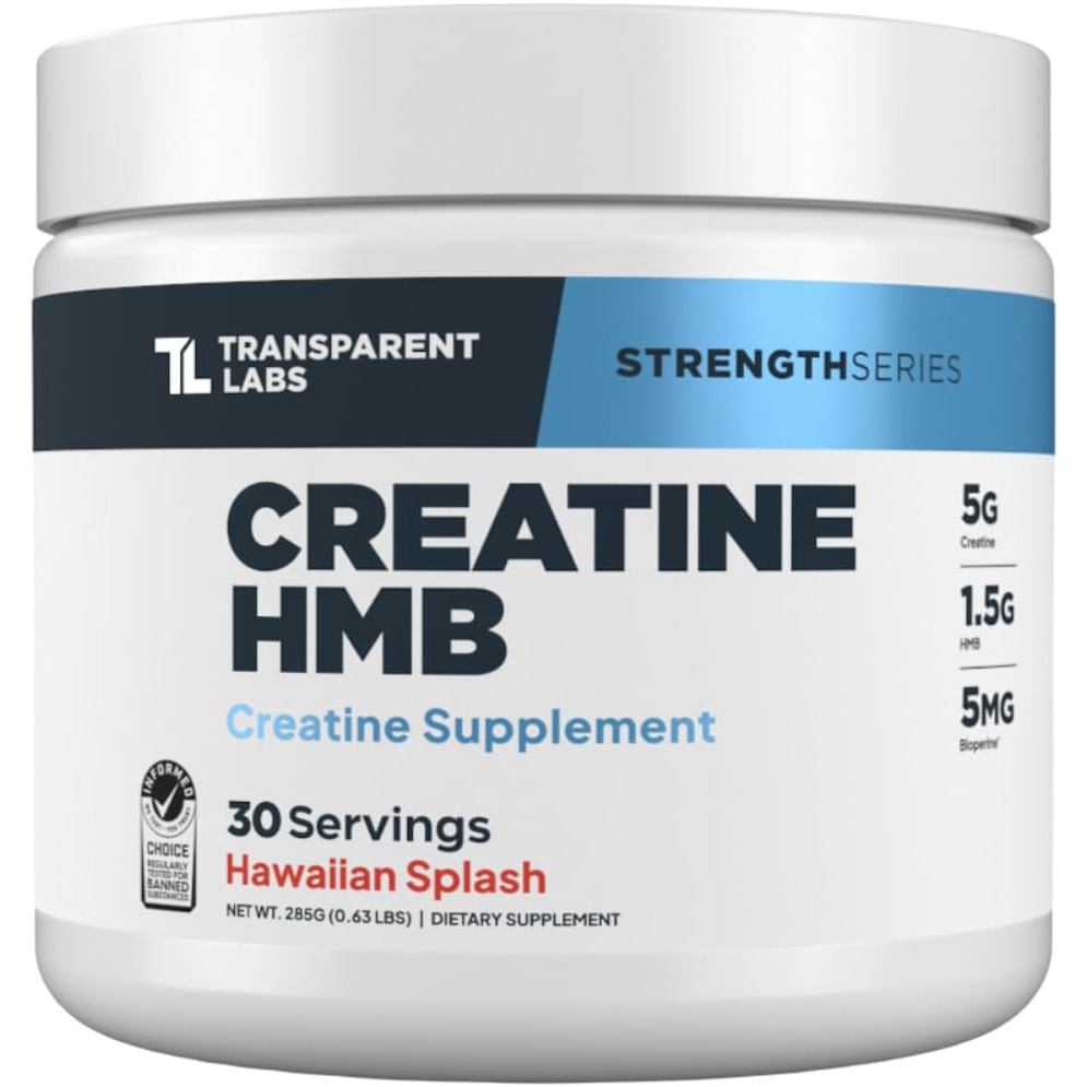 Transparent Labs Creatine HMB - Creatine Monohydrate Powder พร้อม HMB สําหรับการเจริญเติบโตของกล้ามเ