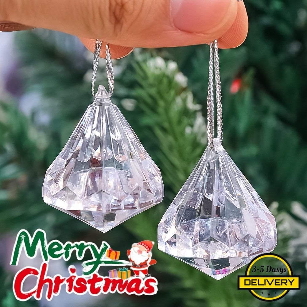 [3-5วันมาถึง]เพชรเครื่องประดับคริสต์มาสชุด6/12/24ชิ้น,จี้ต้นไม้อะคริลิคใสสําหรับตกแต่งวันหยุด,แฟชั่นแขวนประดับ