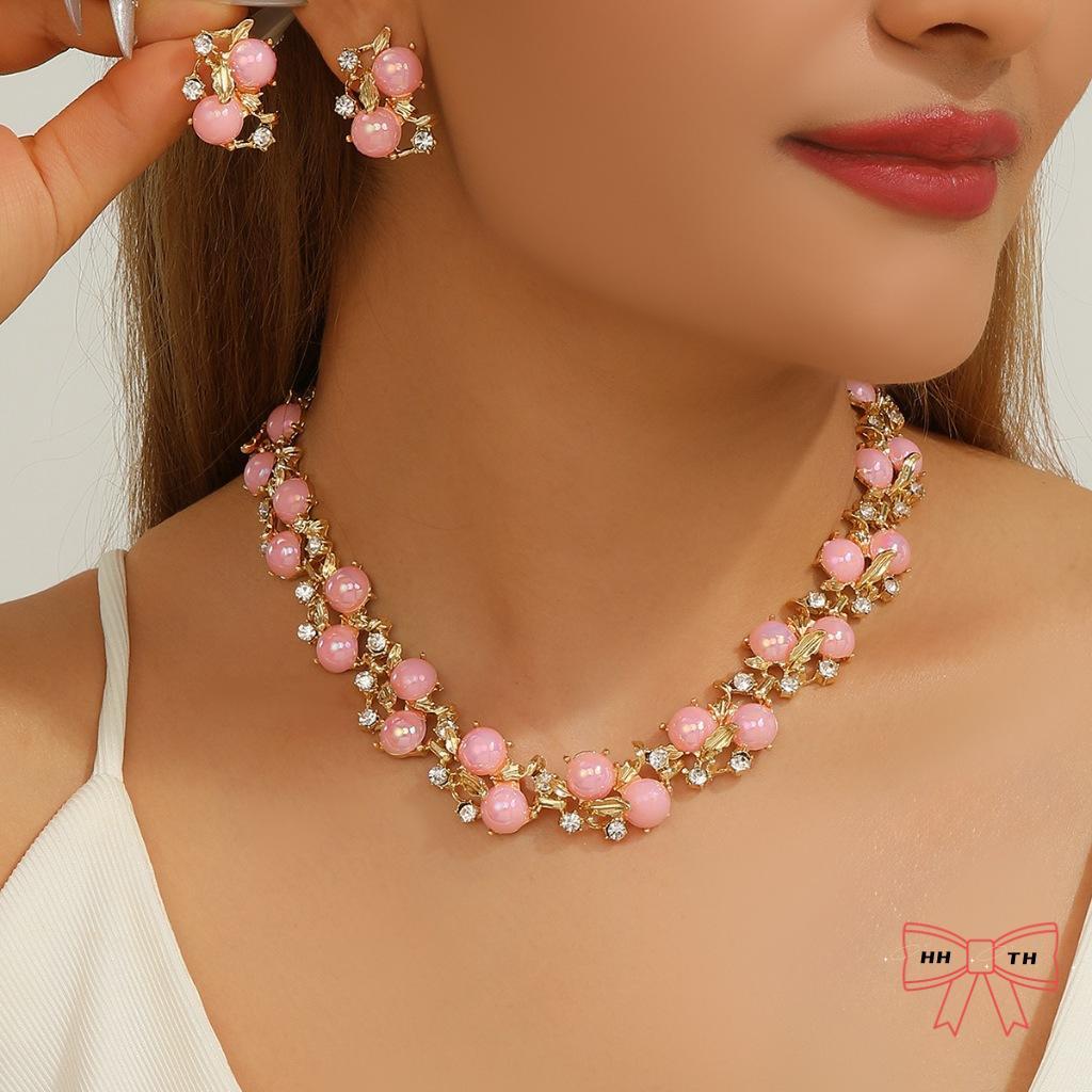 ชุดต่างหูและสร้อยคอมุก 3PCS เครื่องประดับสำหรับวันแต่งงานและการใช้งานประจำวัน