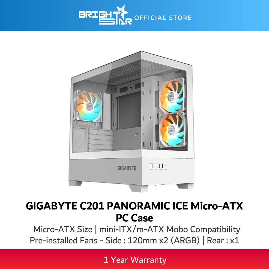 เคสพีซี GIGABYTE C201 PANAROMIC ICE Micro-ATX