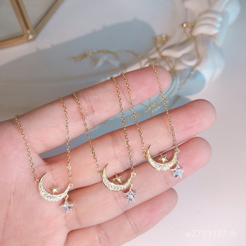 เครื่องประดับเงิน Moon ฝังจี้ เพชร สำหรับสร้อยคอสตริง สไตล์แฟชั่น s925 NMP7