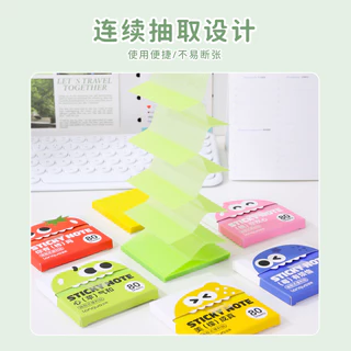 Languo Pull-out Sticky Notes 80 แผ่นโปร่งใส Pearlescent Card สติกเกอร์ข้อความหลากสี Ins ใหม่สนุกสติกเกอร์ผลไม้นักเรียนน่ารักหมายเหตุสติกเกอร์