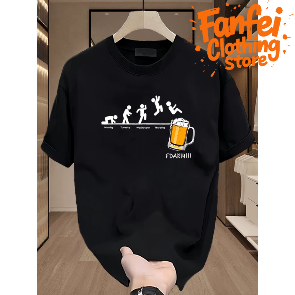 จัดส่งตลอด 24 ชั่วโมง Fanfei oversized t shirt เสื้อยืดแขนสั้นดีไซน์สนุกสนาน ทรงหลวม ใส่สบาย เหมาะสำหรับฤดูร้อน