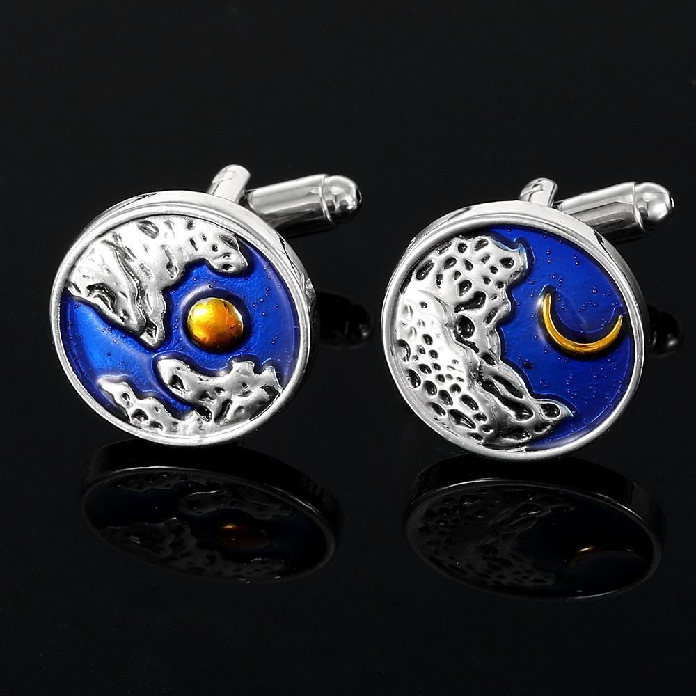 Round Sun Moon Cufflinks French Couple Shirt Cuff Studs Cufflinks Simple
