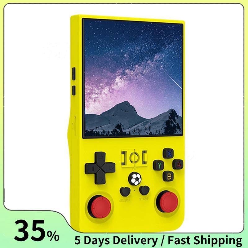 R36MAXคอนโซลเกมย้อนยุค 128GB 4.0 นิ้วหน้าจอIPSเครื่องเล่นวิดีโอมือถือแบบพกพาเกมก่อนโหลดสีเหลือง