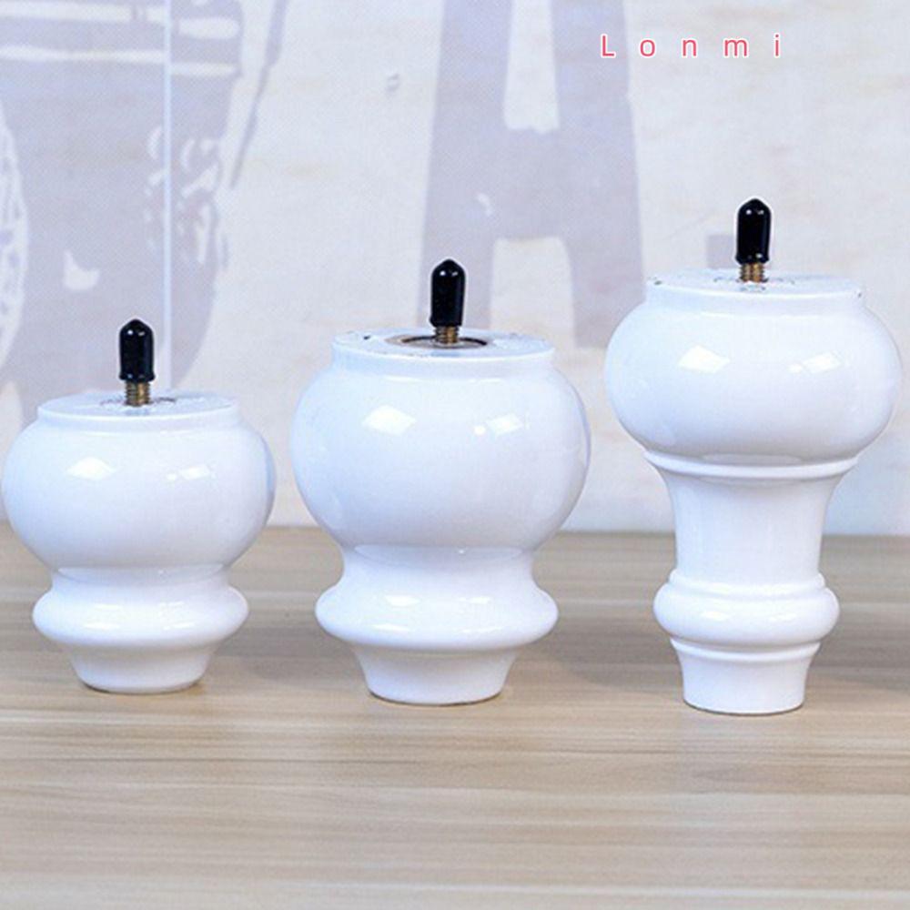 ขาแต่งตัว LONMI สีขาวพร้อมก้านเกลียว M8 ขาเฟอร์นิเจอร์ไม้เนื้อแข็ง, ร้อนติดตั้งง่ายตู้เปลี่ยนขาสําหรับเตียงมะระรูปร่างเก้าอี้เท้าโซฟาตู้