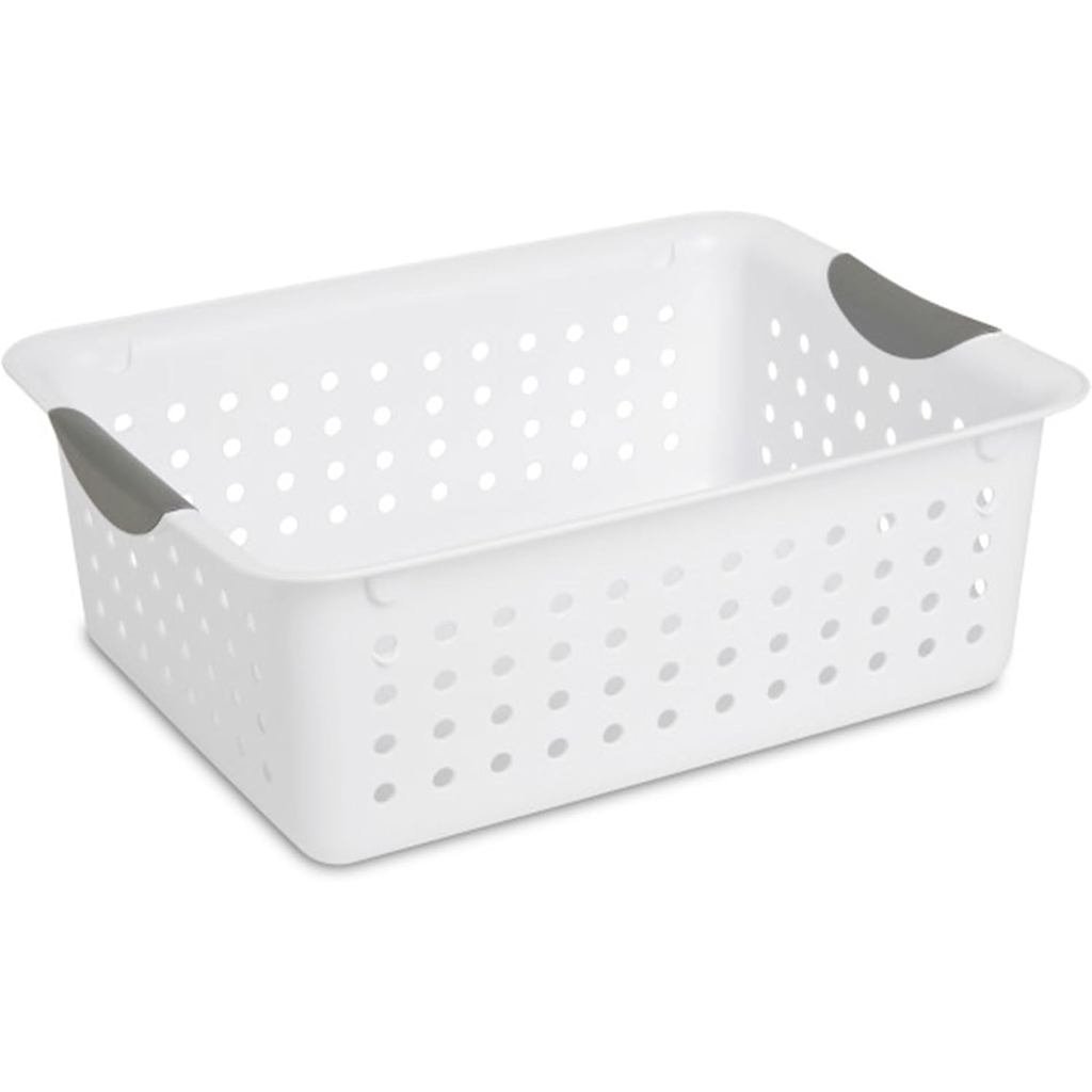 Sterilite 6-Pack Medium Ultra Basket, Open Top Plastic Storage Organizer, White - Classic Baskets fo