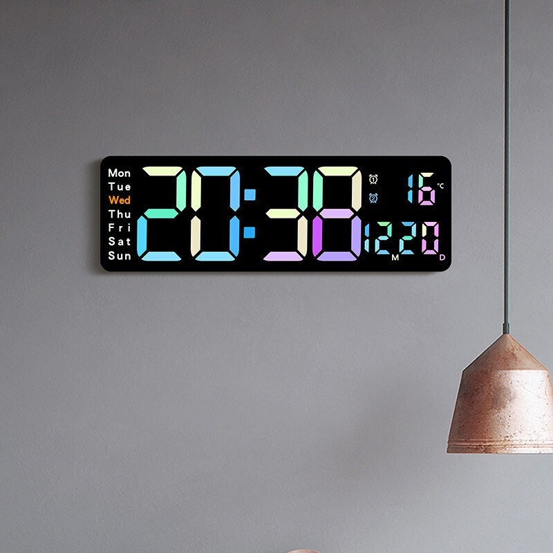 Large Digital Clock Countdown Wall Clock Temperature Display Night Mode Table Clock 3 Display Modes 
