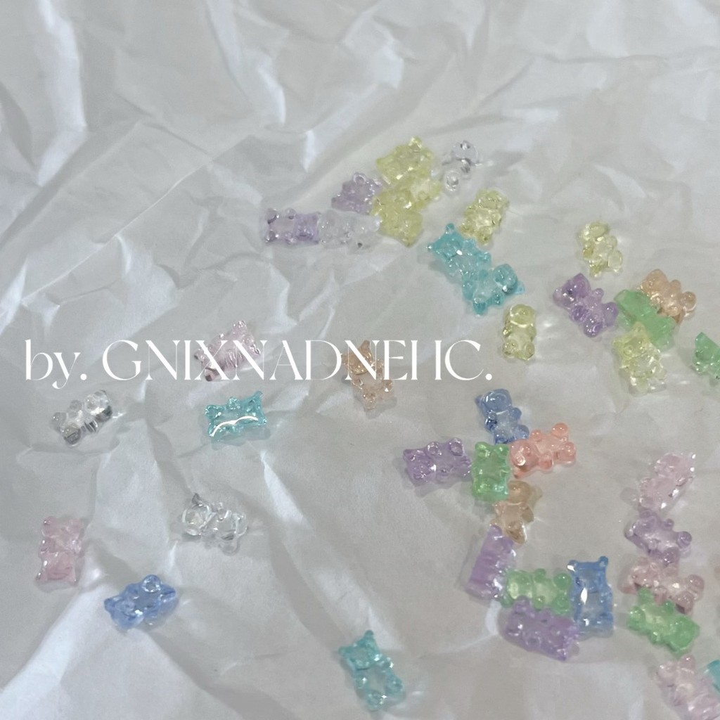 30 ชิ้นสุดน่ารัก Invincible Mini QQ Juice Bear สีโปร่งใส diy อุปกรณ์ทําเล็บ