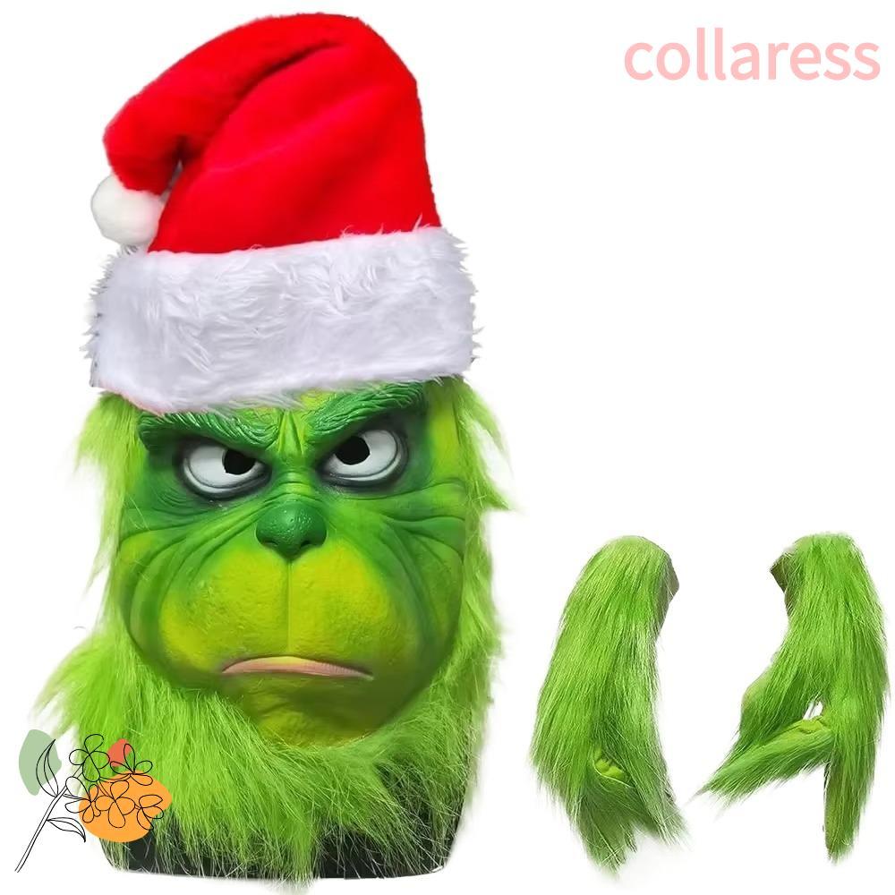 COLLARESS Grinch , อะนิเมะสวมหน้ากาก Grinch Headgear, Fur Freak Latex Grinch Masque Halloween